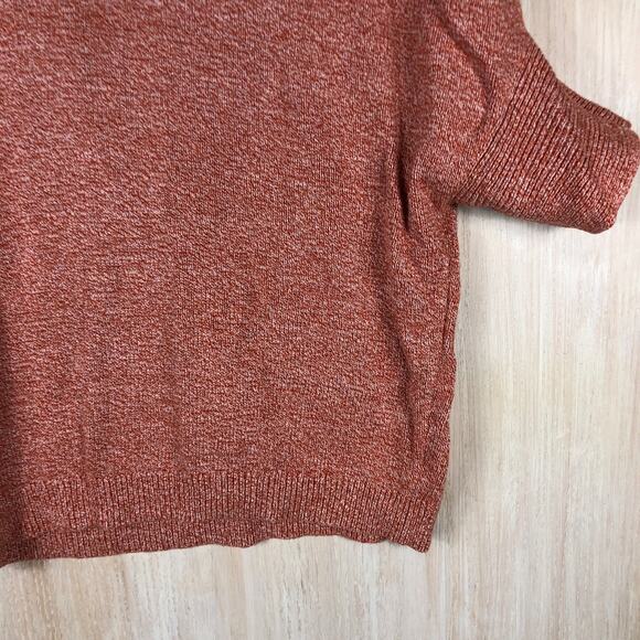 Cabi Orange Marled Knit Pullover Sweater XS Dolman Sleeve Fold Over Neck Cozy - Picture 5 of 12